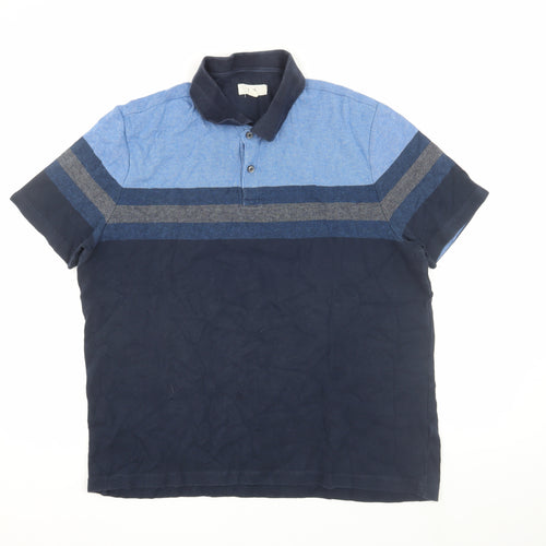 Marks and Spencer 2XL Blue Striped Polo For Men