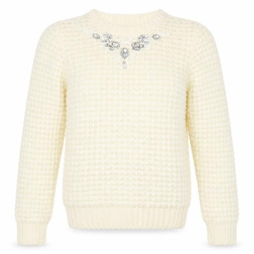 Dorothy Perkins Women's Ivory Jumper Size 10 with Jewel Accent