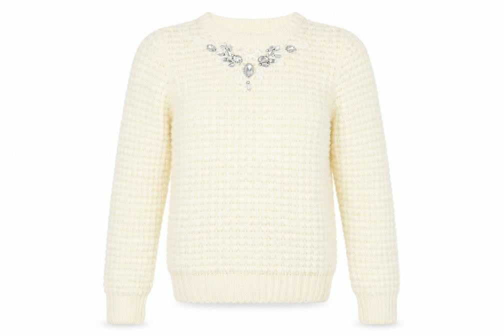 Dorothy Perkins Women's Ivory Jumper Size 10 with Jewel Accent