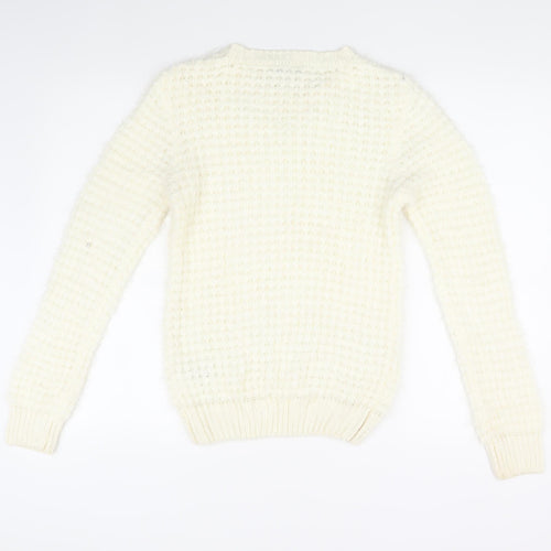 Dorothy Perkins Women's Ivory Jumper Size 10 with Jewel Accent