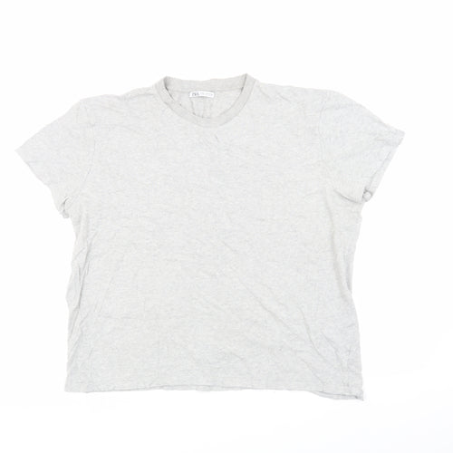 Zara Women's Grey Crew Neck T-Shirt M Casual