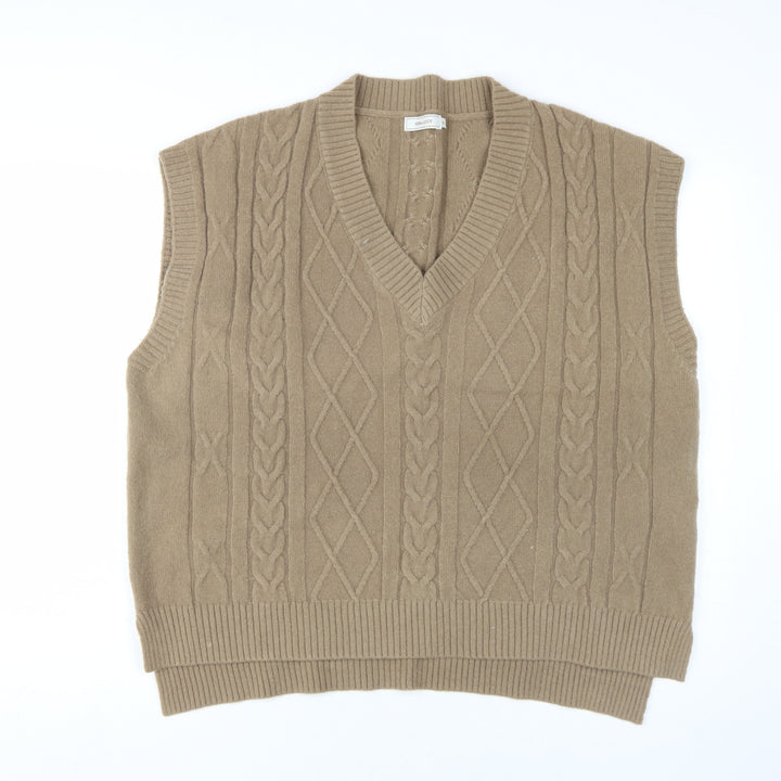Vera Lucy Women's Beige Cable-Knit Vest Size S
