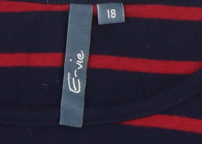 Evie Women's Navy/Red Stripe T-Shirt Size 18