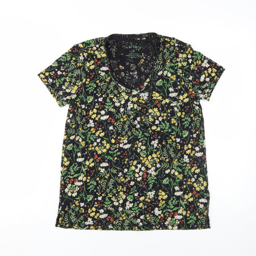 FatFace Women's Black Floral T-Shirt Size 6