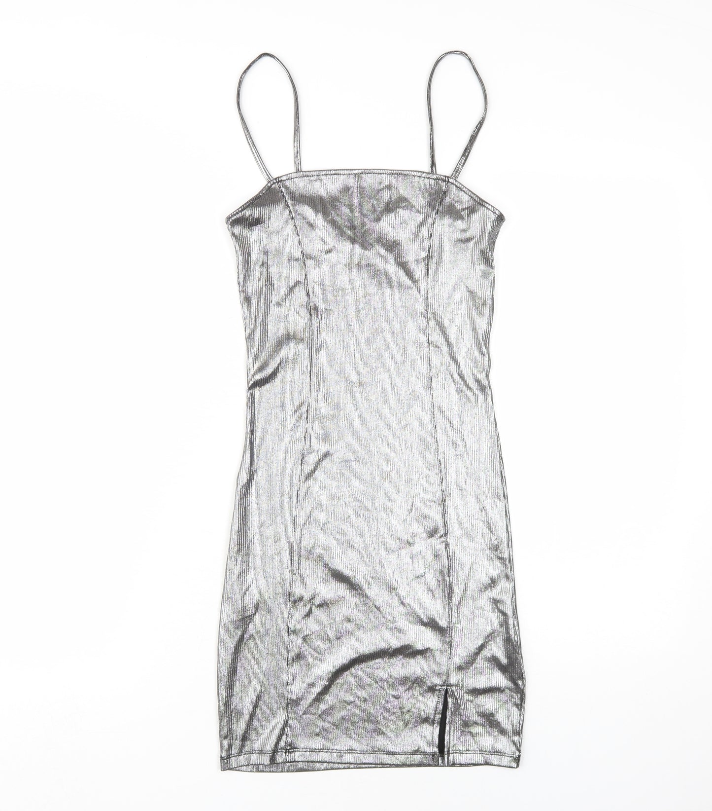 H&M Women Silver Slip Dress Size 6 Party Wear