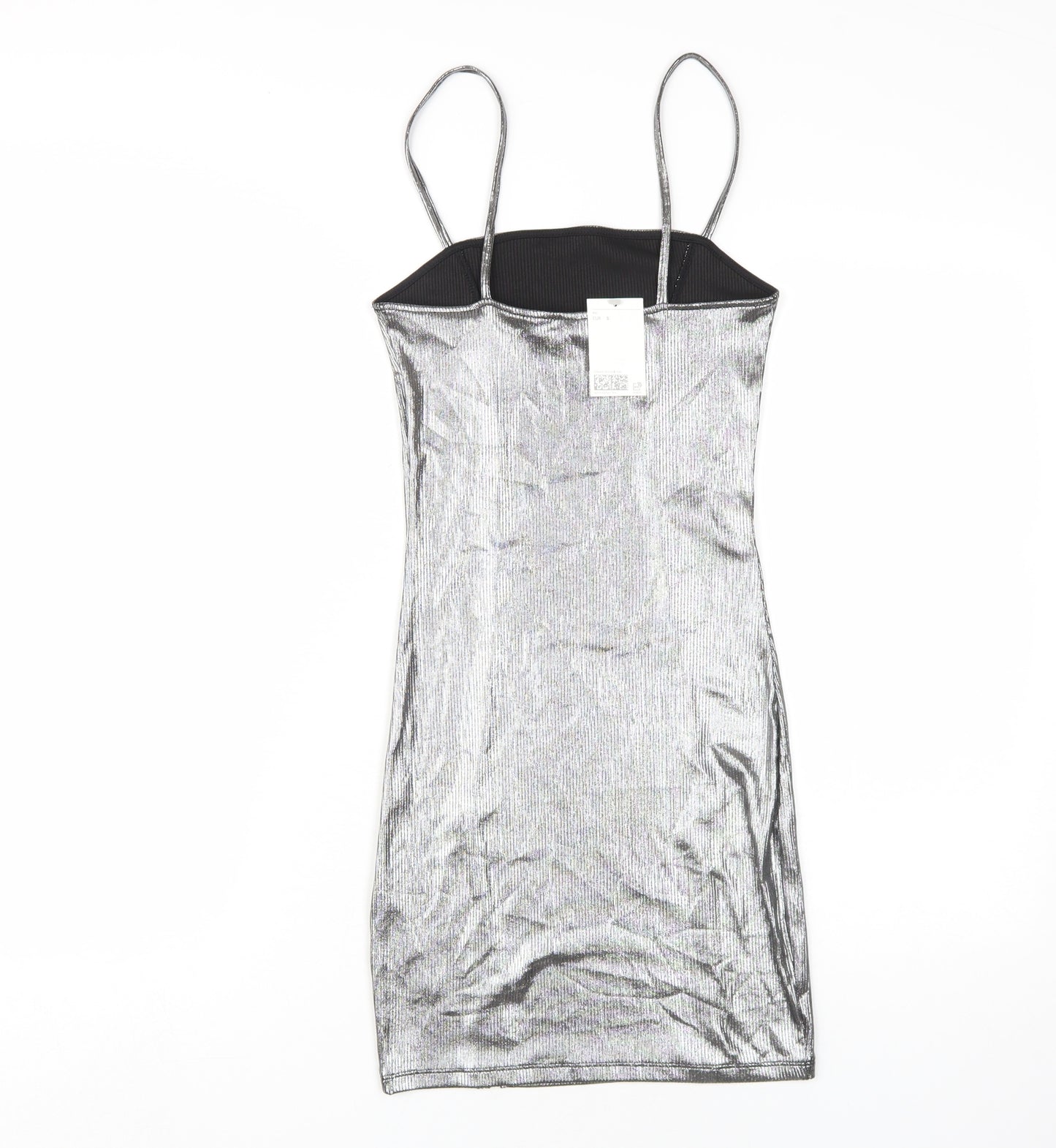 H&M Women Silver Slip Dress Size 6 Party Wear