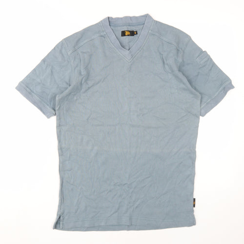 JCB Men's Blue Cotton V-Neck T-Shirt Small