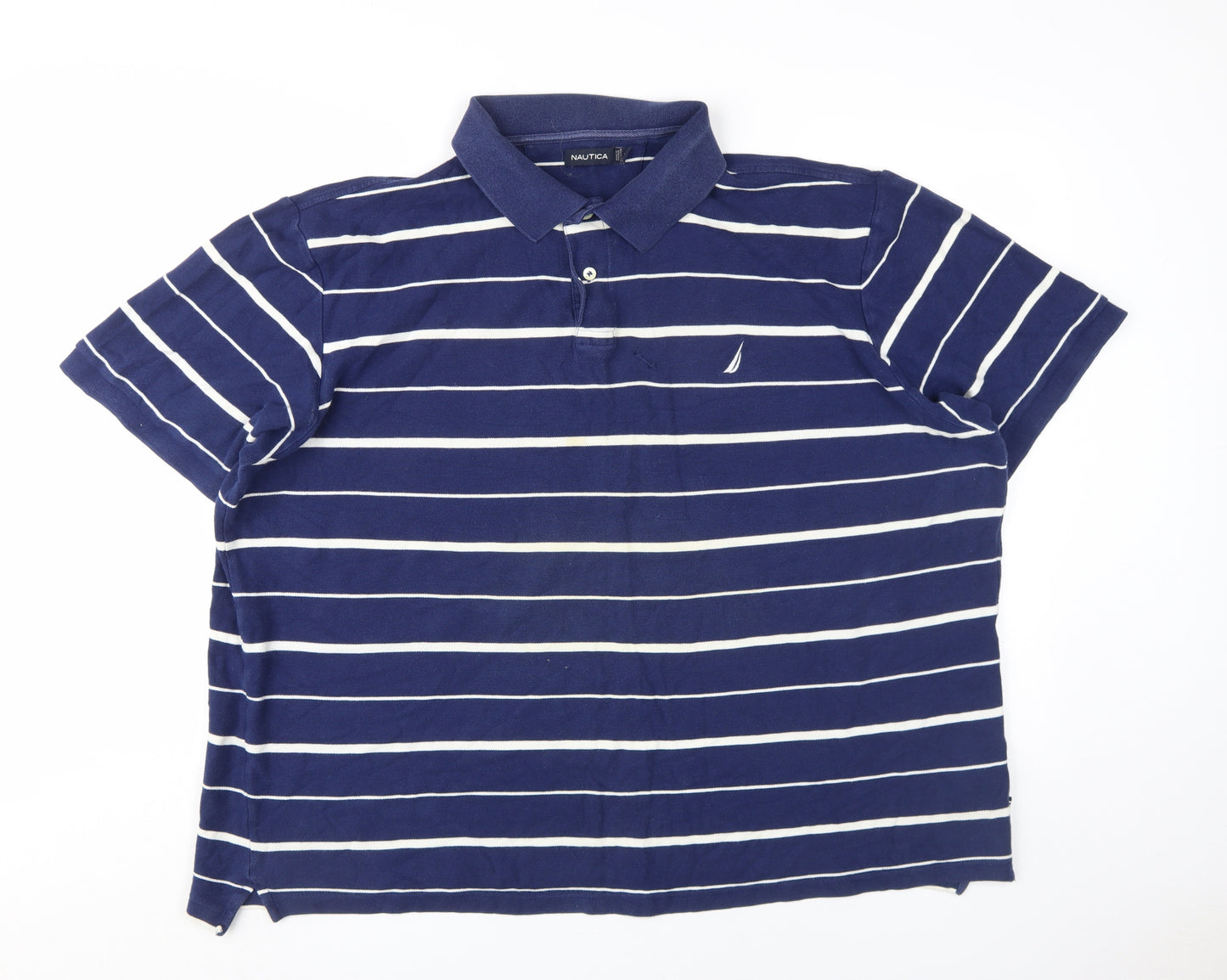 Nautica Men's Blue Striped Polo Shirt 2XL