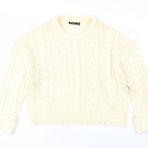 Brave Soul Women's Ivory Cable-Knit Jumper XL Pullover