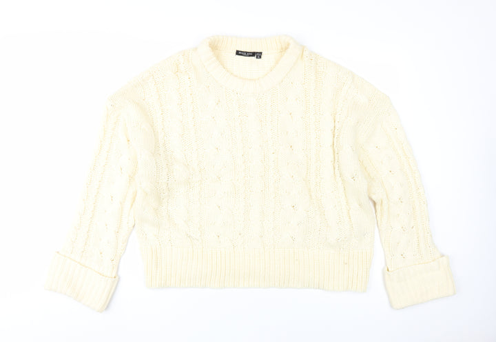 Brave Soul Women's Ivory Cable-Knit Jumper XL Pullover