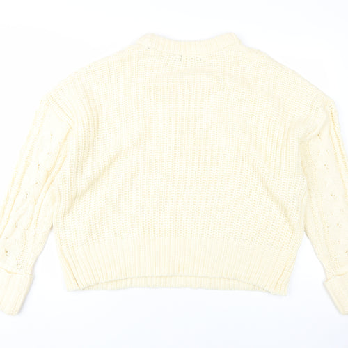 Brave Soul Women's Ivory Cable-Knit Jumper XL Pullover