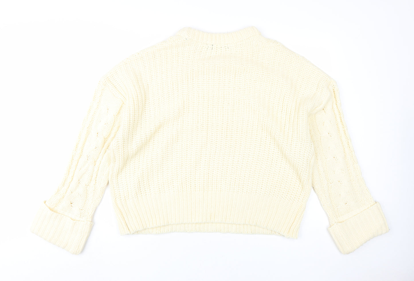 Brave Soul Women's Ivory Cable-Knit Jumper XL Pullover