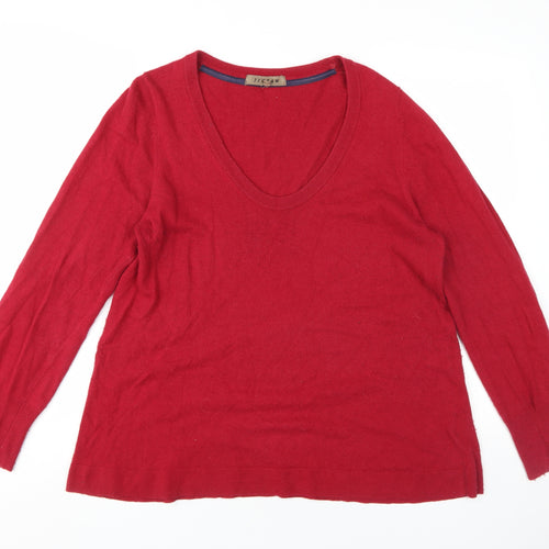 Jigsaw Unisex Red V-Neck Pullover Jumper - L
