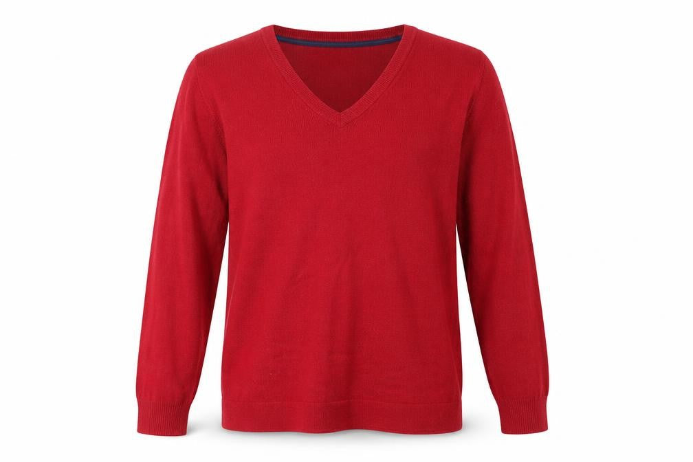 Jigsaw Unisex Red V-Neck Pullover Jumper - L
