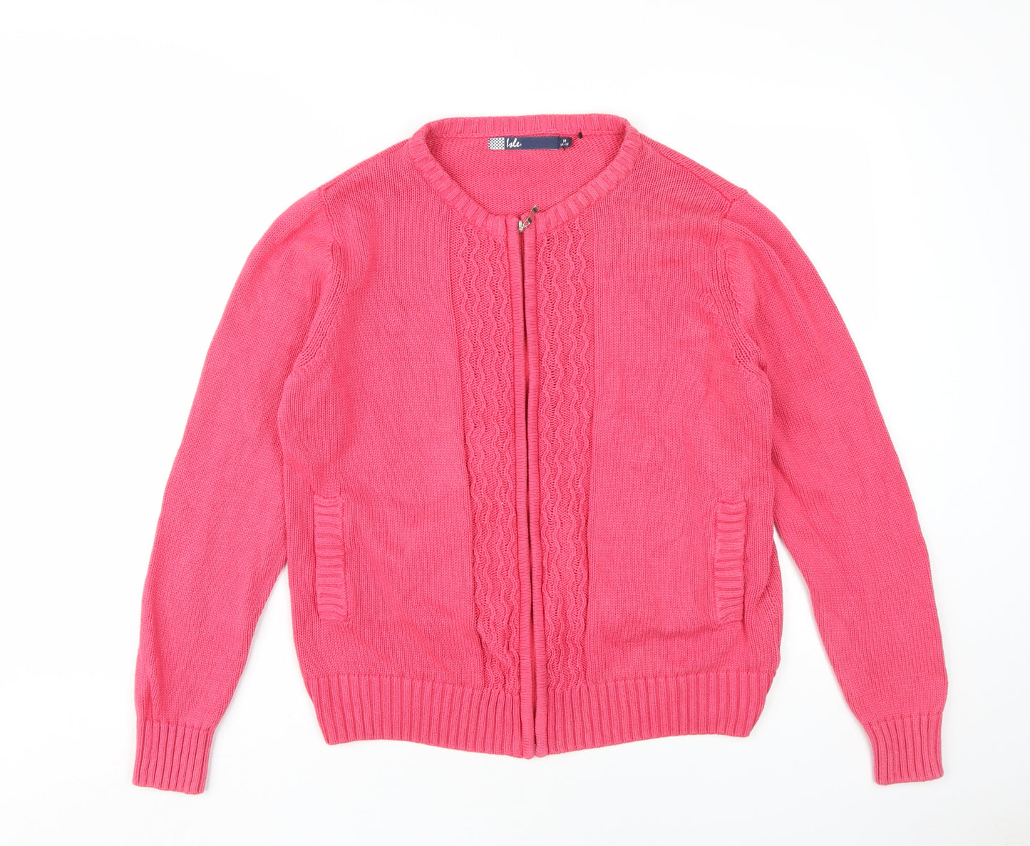Isle Women's Pink Cardigan, M, 100% Cotton, Full Zip