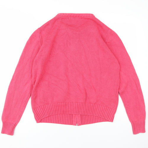 Isle Women's Pink Cardigan, M, 100% Cotton, Full Zip