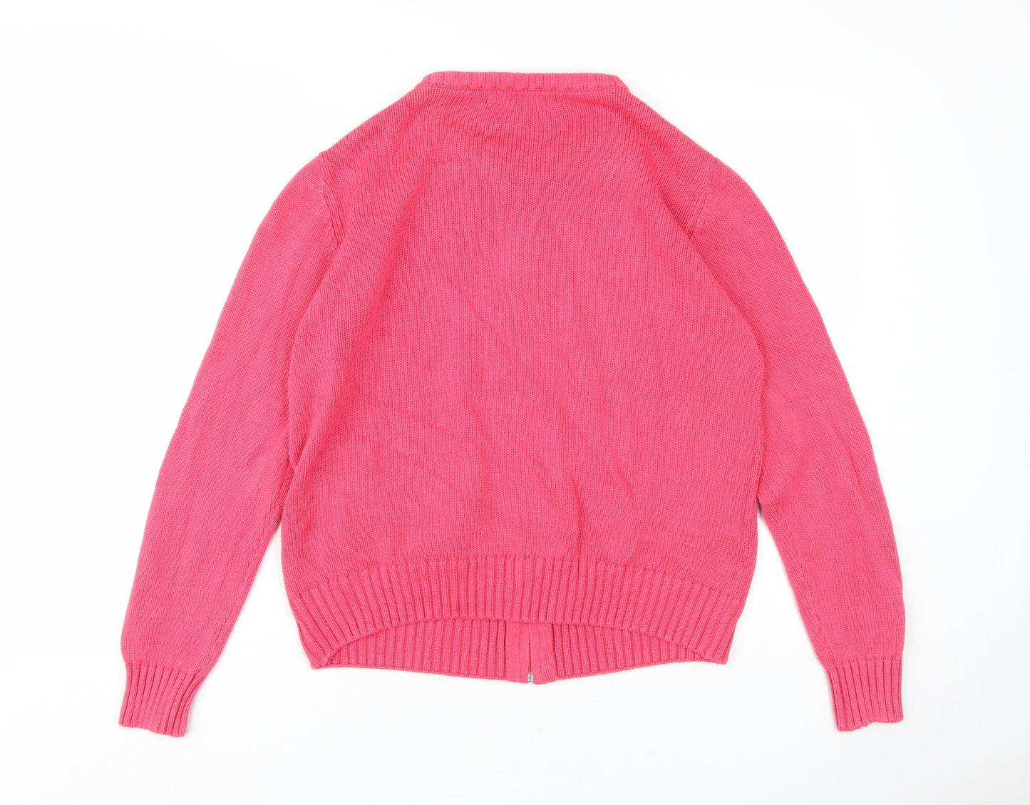 Isle Women's Pink Cardigan, M, 100% Cotton, Full Zip