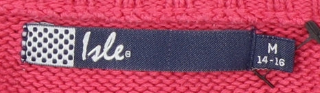 Isle Women's Pink Cardigan, M, 100% Cotton, Full Zip