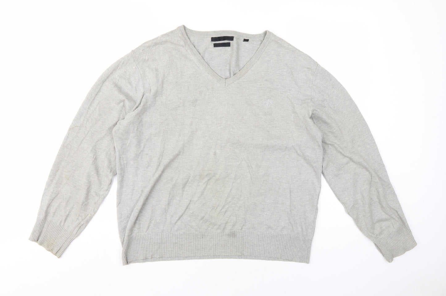 Soviet Black Men's Grey V-Neck Pullover Jumper M