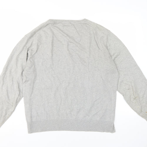 Soviet Black Men's Grey V-Neck Pullover Jumper M