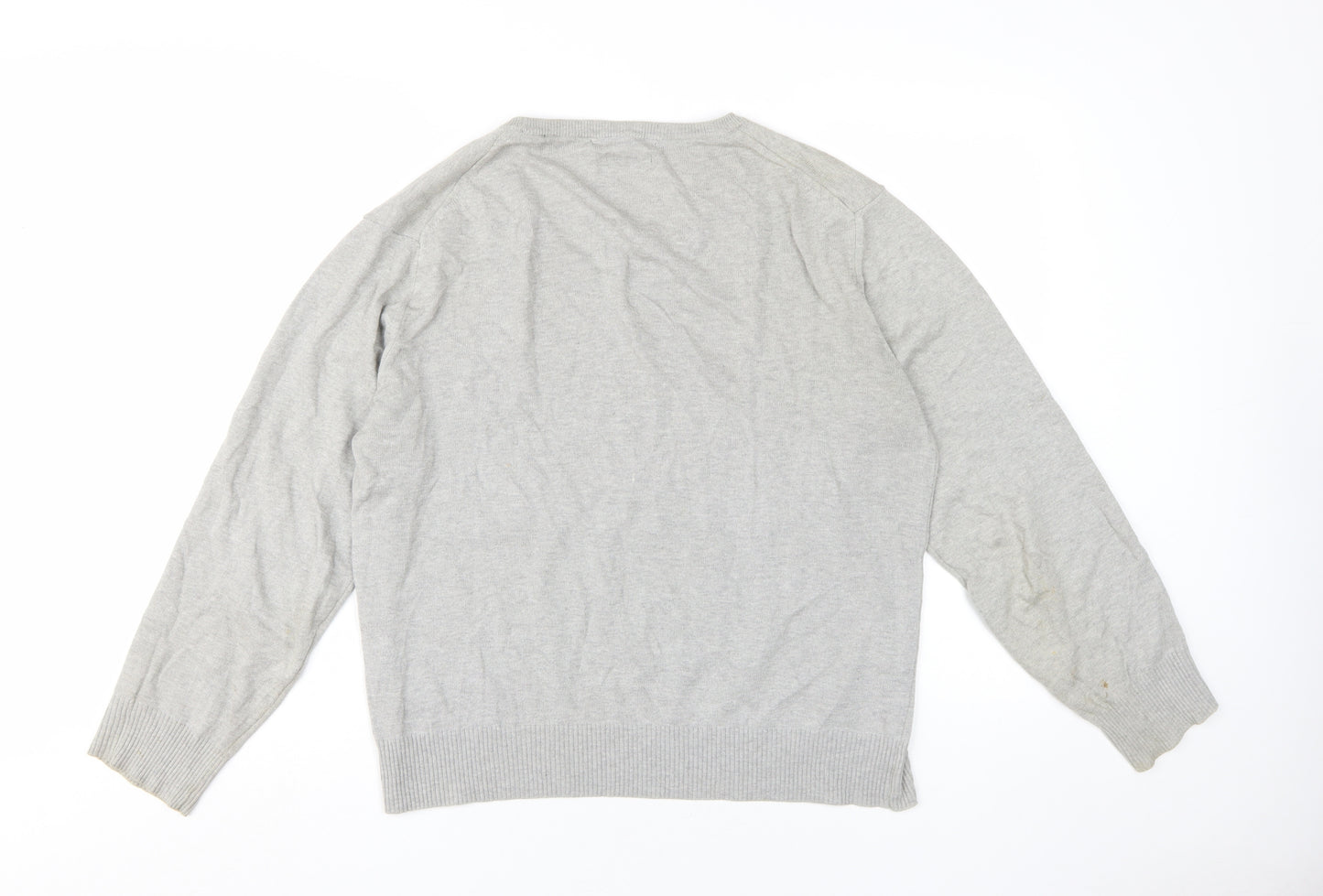 Soviet Black Men's Grey V-Neck Pullover Jumper M