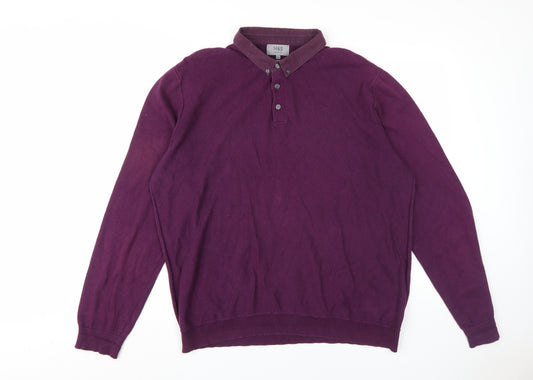 Marks and Spencer Men's Purple Collared XL Pullover Jumper