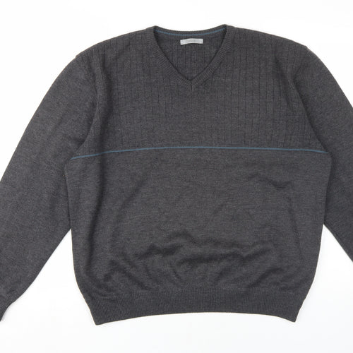 Marks and Spencer Men's Grey V-Neck Pullover Jumper