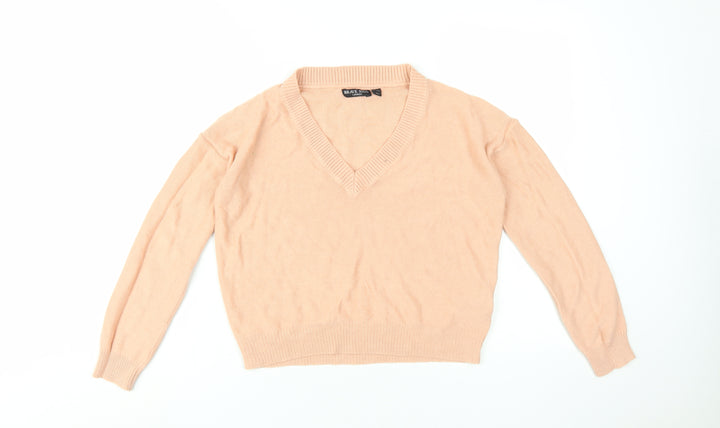 Brave Soul Women's Beige V-Neck Pullover Jumper XS