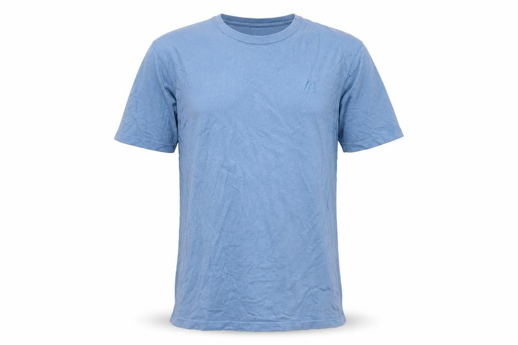 Front view of Russell Athletic Men's Blue M Cotton Crew Neck Tee