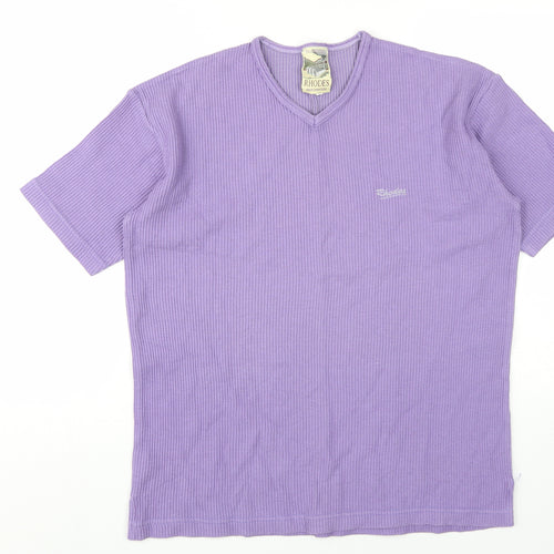 Rhodes Unisex Purple Knit V-Neck T-Shirt M