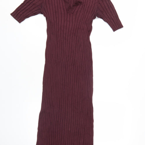 Monki Women's Purple Midi Collared Shirt Dress M