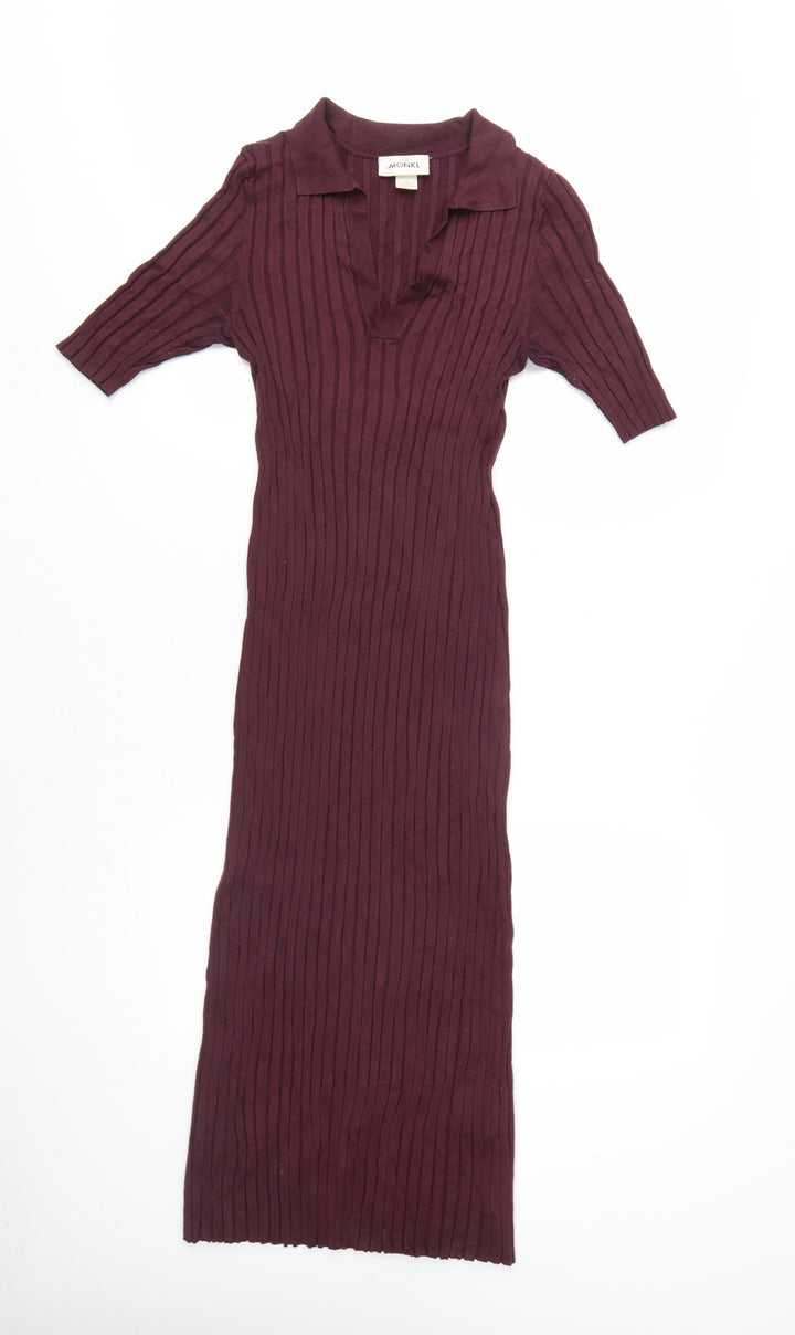 Monki Women's Purple Midi Collared Shirt Dress M