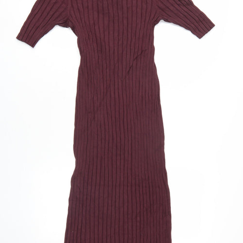 Monki Women's Purple Midi Collared Shirt Dress M