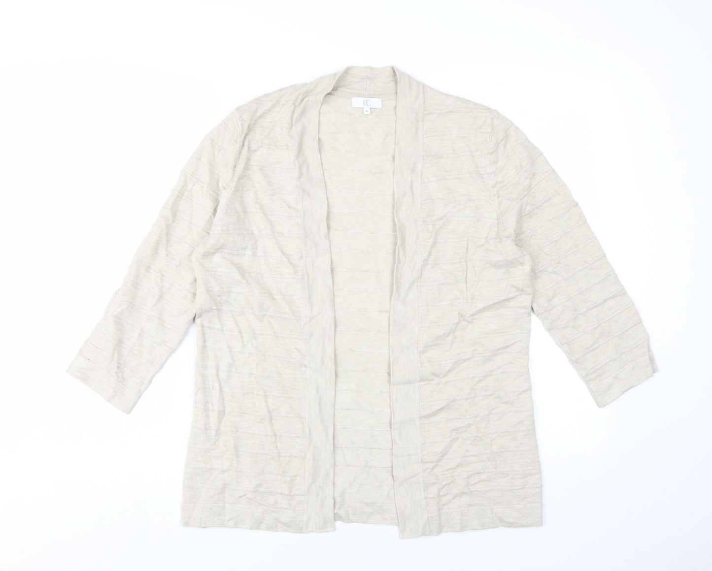 CC Women's Beige Cardigan M, Viscose Blend, Open Style