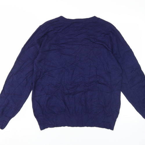 Klass Women's Blue Pullover Jumper, Size L, Button Accents
