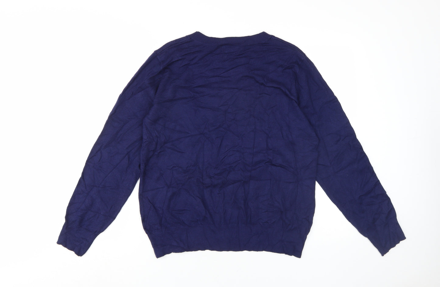 Klass Women's Blue Pullover Jumper, Size L, Button Accents