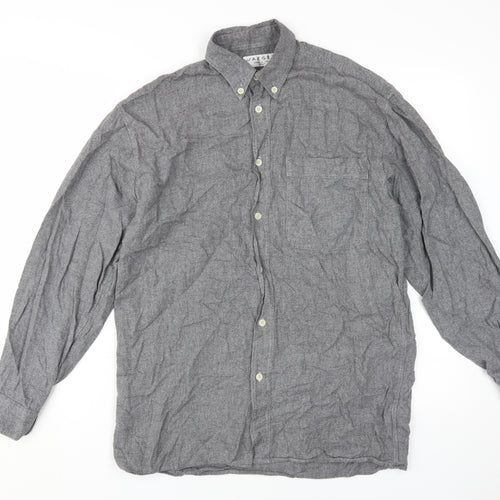 Jaeger Men’s Grey Wool Button-Up Shirt, Small