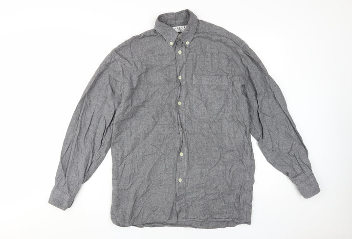 Jaeger Men’s Grey Wool Button-Up Shirt, Small