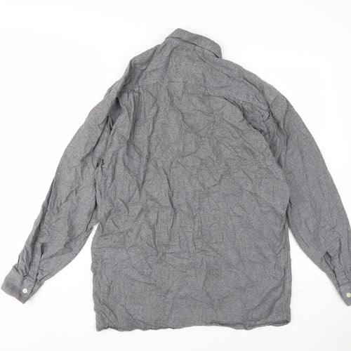 Jaeger Men’s Grey Wool Button-Up Shirt, Small