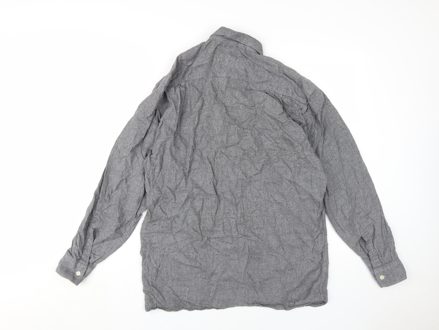 Jaeger Men’s Grey Wool Button-Up Shirt, Small