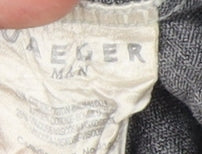 Jaeger Men’s Grey Wool Button-Up Shirt, Small