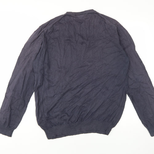 John Lewis Men's Blue Cotton Cashmere Pullover, L