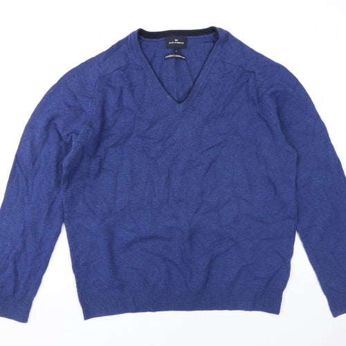 Blue Harbour Men's Blue Wool V-Neck Jumper, Size L