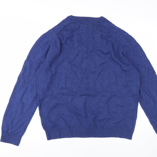 Blue Harbour Men's Blue Wool V-Neck Jumper, Size L