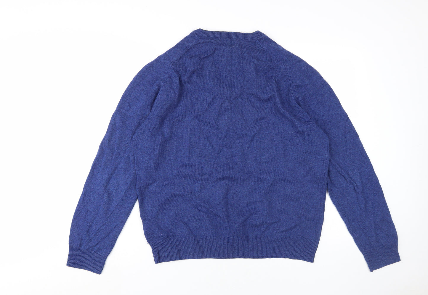 Blue Harbour Men's Blue Wool V-Neck Jumper, Size L