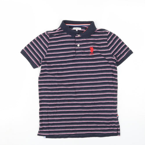 U.S. Polo Assn. Girls Navy Striped Polo Shirt, Size 10-11 Years