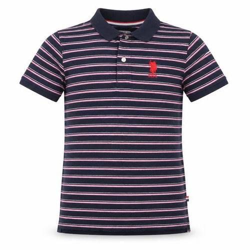 U.S. Polo Assn. Girls Navy Striped Polo Shirt, Size 10-11 Years
