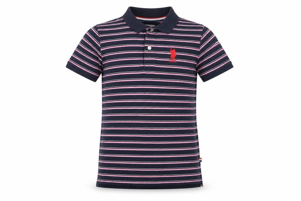 U.S. Polo Assn. Girls Navy Striped Polo Shirt, Size 10-11 Years