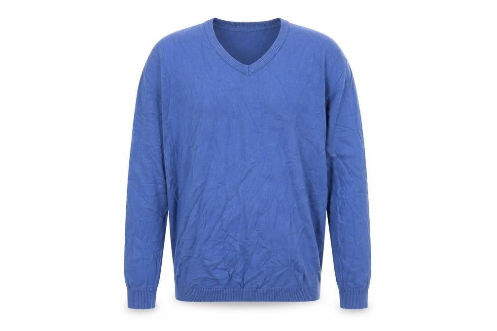Front view of Cotton Traders Men's Blue V-Neck jumper XL