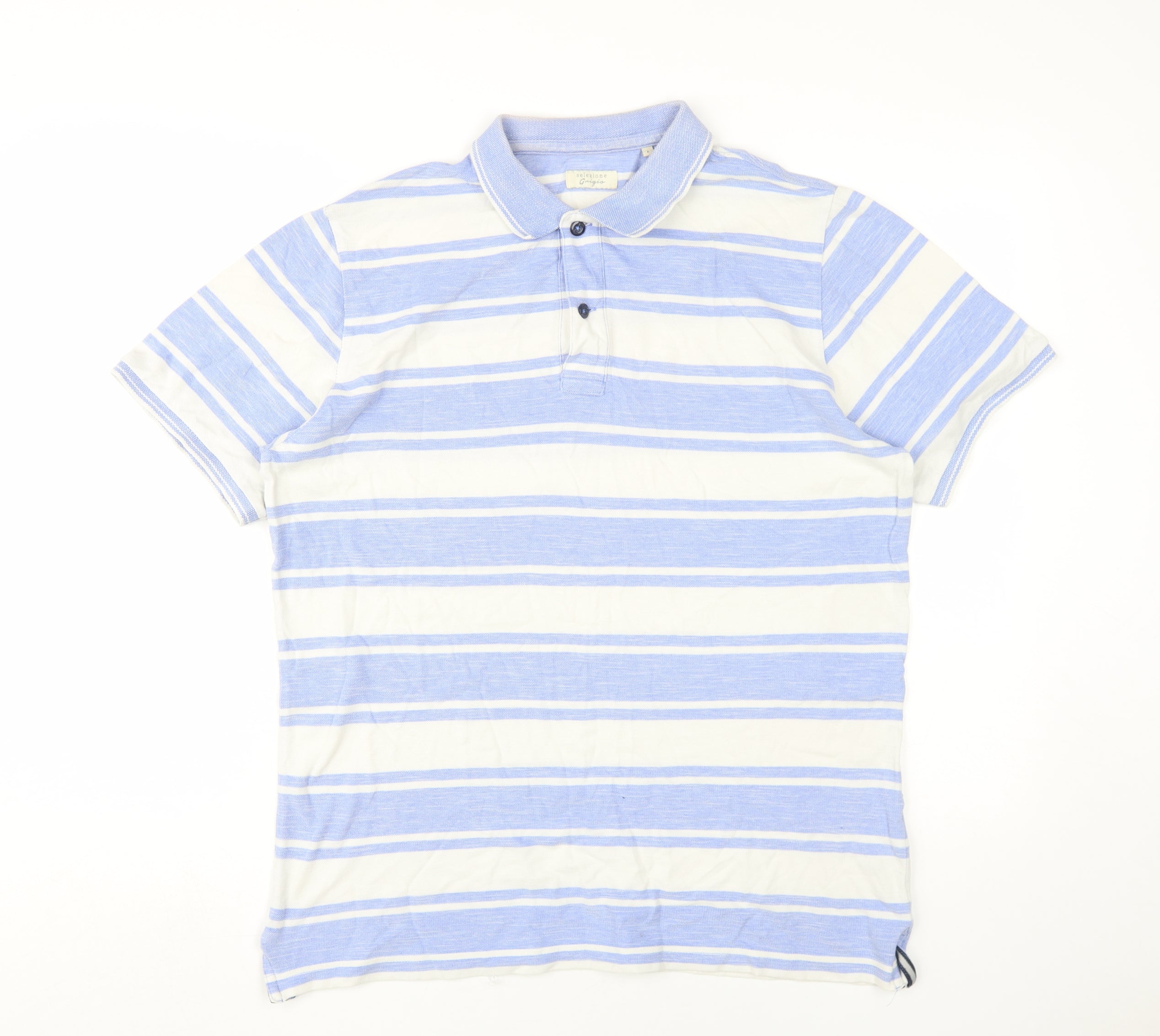 Selezione Grigio Men's Blue Striped Polo Shirt L � Preworn